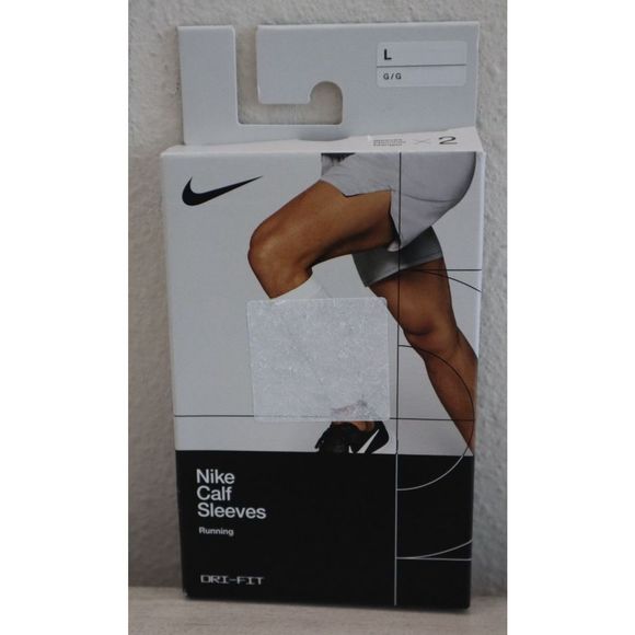 Nike N.000.1444.197 Unisex Sz L White Zoned Support Running Calf Sleeves $50 - Picture 2 of 4